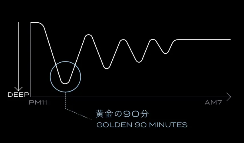 「黄金90分鐘」左右睡眠品質關鍵時間。(圖片來源/Brain Sleep腦眠科技枕) 「黄金90分鐘」左右睡眠品質關鍵時間。(圖片來源/Brain Sleep腦眠科技枕)